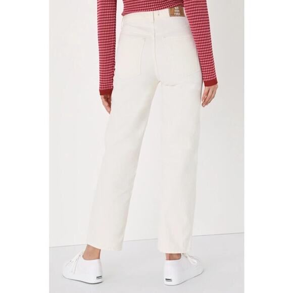 Free People The Pacifica High Rise Slim Straight Leg Jeans Ivory Size 30 NWT - Picture 2 of 9